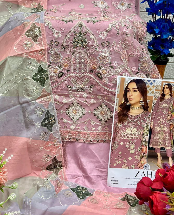 Zaha 10326 Orangza Embroidery Pakistani Suit Suppliers In India